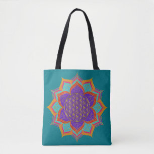 Bolso De Tela Flor de vida - Oro de los ornamentos LOTUS I