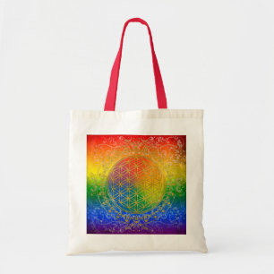 Bolso De Tela Flor de vida - Oro ornamento arcoiris