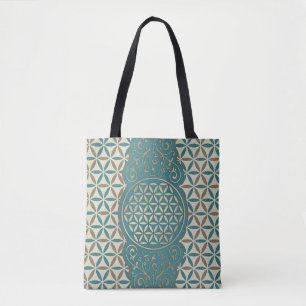 Bolso De Tela Flor de vida - patrón vintage X y sello BG 1