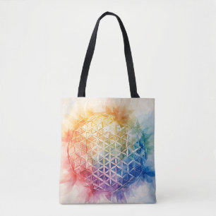 Bolso De Tela Flor de vida - Pintura de acuarela