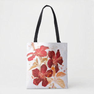 Bolso De Tela Flor del hibisco - pintura 2 de la acuarela