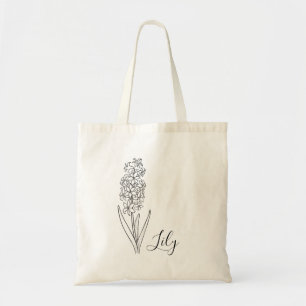 Bolso De Tela Flor del Mes de Nacimiento Personalizada con Nombr