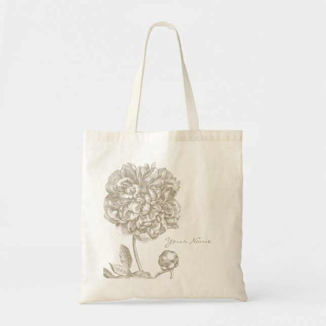 Bolso De Tela Flor del Peony botánica (Frente)