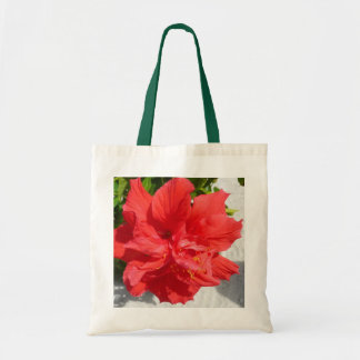 Bolso De Tela Flor doble roja hibiscus