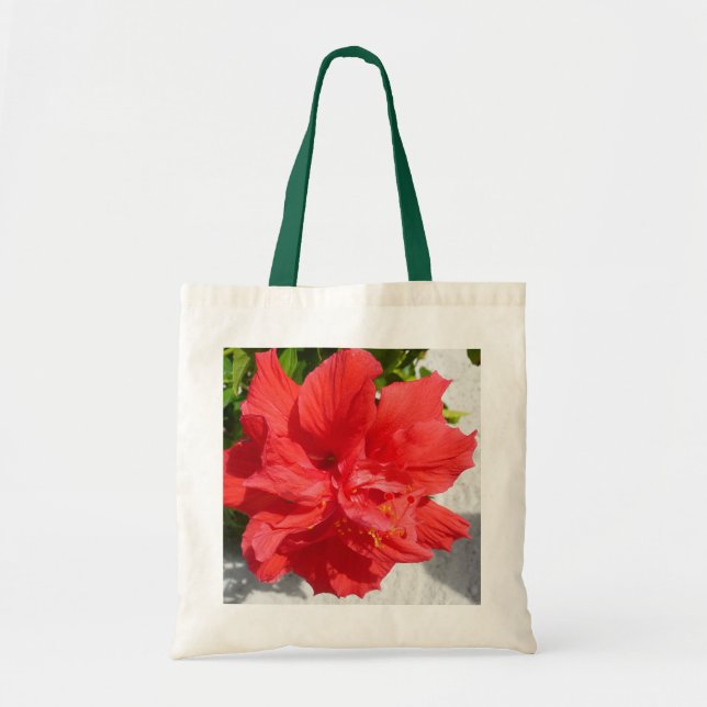Bolso De Tela Flor doble roja hibiscus (Frente)