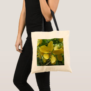 Bolso De Tela Flor dorada de árbol tropical amarillo