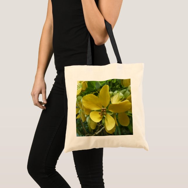 Bolso De Tela Flor dorada de árbol tropical amarillo (Anverso (producto))