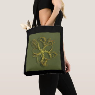 Bolso De Tela Flor Dourada