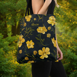 Bolso De Tela Flor elegante de mariposa amarilla