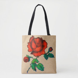Bolso De Tela Flor en Flor Halftone sobre Arte Gráfico en Papel