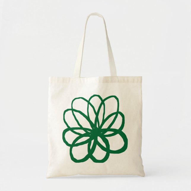 Bolso De Tela Flor espontánea - Verde Forestal (Frente)