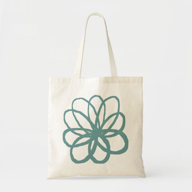 Bolso De Tela Flor espontánea - Verde oceánico (Frente)