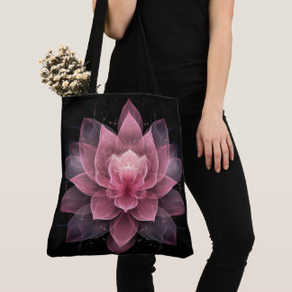 Bolso De Tela Flor etérea Lotus - Yoga negro rosa claro