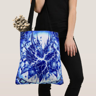 Bolso De Tela Flor Explosión Azul Eléctrico
