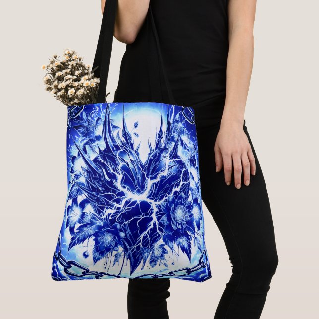 Bolso De Tela Flor Explosión Azul Eléctrico (Detalle)