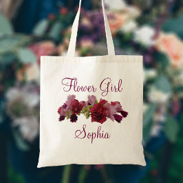 Bolso De Tela Flor floral de Borgoña Boda Tote Bag