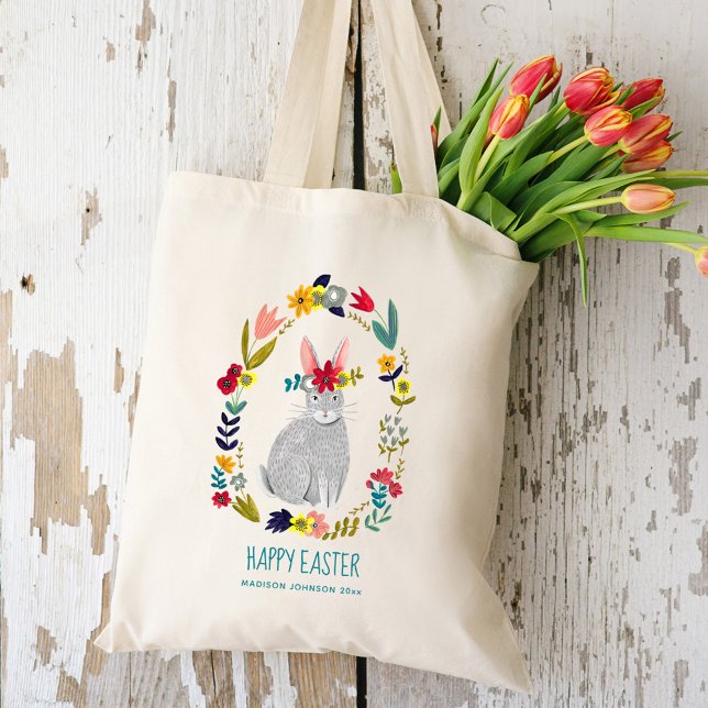 Bolso De Tela Flor floral de conejo de Pascua (Subido por el creador)