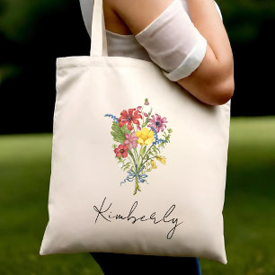 Bolso De Tela Flor Floral Personalizada de Cumpleaños Ecológica 