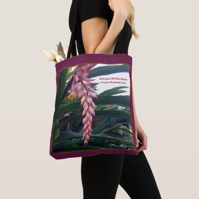 Bolso De Tela Flor floral rosa tropical Personalización botánica (Detalle)