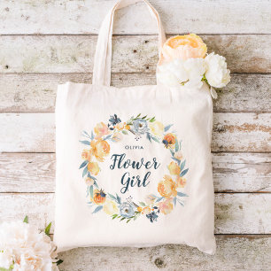 Bolso De Tela Flor Floral Wreath Monogramada Niña