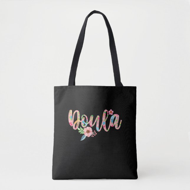 Bolso De Tela Flor florida, bebé curado, Doula (Anverso)
