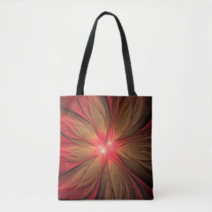 Bolso De Tela Flor fractal de fanatismo rojo
