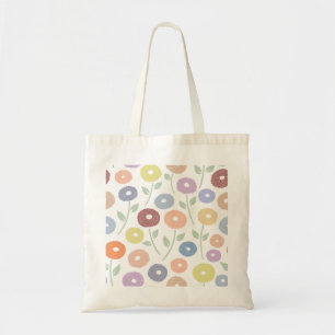 Bolso De Tela Flor Fuzzy Grande Patrón Pasteles sobre Blanco