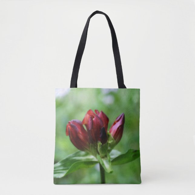 Bolso De Tela Flor Gentiana Roja En Bloom (Anverso)