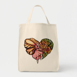 Bolso De Tela Flor Hada Jardín Corazón Flores Fe Fe