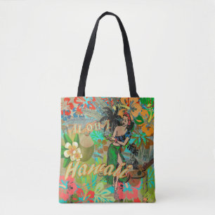 Bolso De Tela Flor Hawai Hula Vintage Floral Gráfico