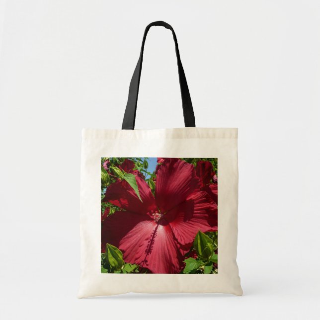Bolso De Tela Flor hibiscus y cielo azul (Frente)