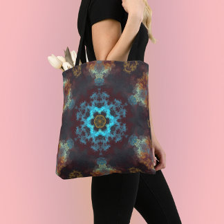 Bolso De Tela Flor hippie psicodélica azul rojo y amarillo