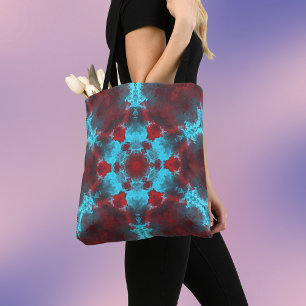 Bolso De Tela Flor hippie psicodélica roja y azul