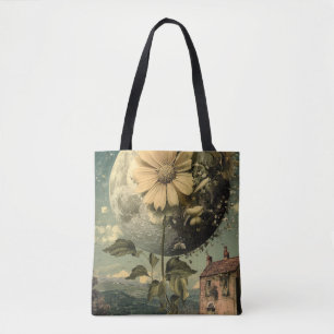 Bolso De Tela Flor iluminada por luna y encanto vintage