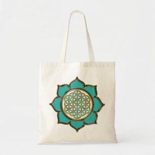 Bolso De Tela Flor la vida Lotus - türkis