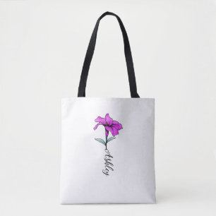Bolso De Tela Flor lirio rosa personalizada