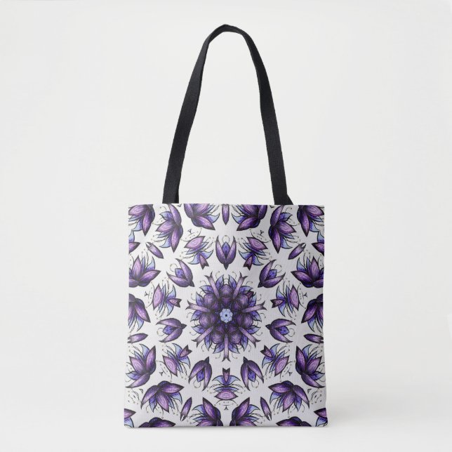 Bolso De Tela Flor Mandala Resumen Patrón Kaleidoscópico (Anverso)