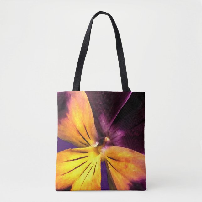 Bolso De Tela Flor morada de jardín amarillo abstracto de la bol (Anverso)