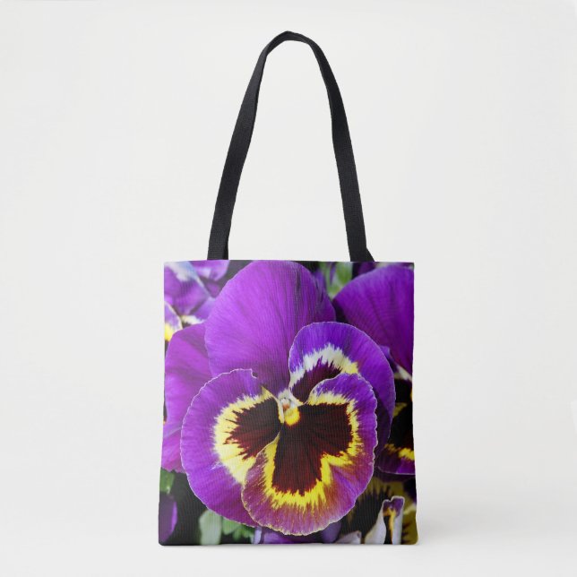 Bolso De Tela Flor morada de panza (Anverso)