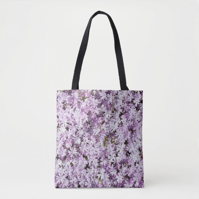 Bolso De Tela Flor morada, fondo de frescura de verano. (Anverso)
