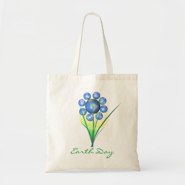 Bolso De Tela Flor mundial del Día de la Tierra (Frente)