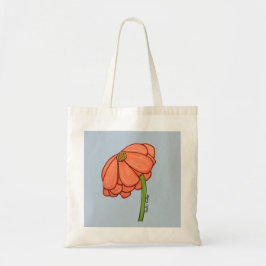 Bolso De Tela Flor naranja con fondo azul