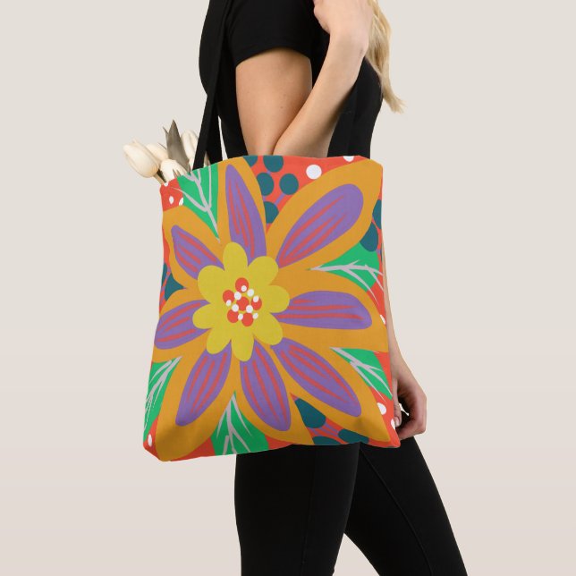 Bolso De Tela Flor naranja grande (Detalle)