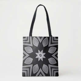 Bolso De Tela Flor negra, gris y blanca