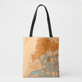 Bolso De Tela Flor Niña naranja crisantemo boda tosbolsa