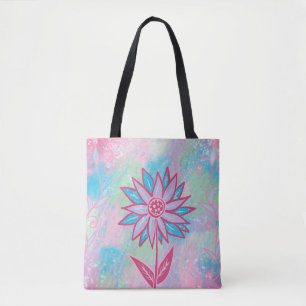 Bolso De Tela Flor Pastel dibujada a mano