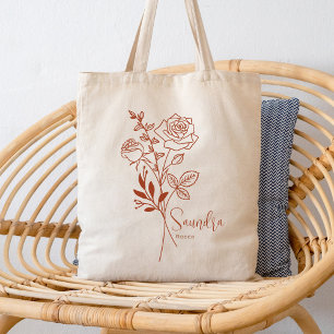 Bolso De Tela Flor Personalizada del Mes de Cumpleaños Junio Boh