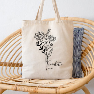 Bolso De Tela Flor Personalizada del Mes de Nacimiento Abril Boh