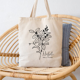 Bolso De Tela Flor Personalizada del Mes de Nacimiento Diciembre