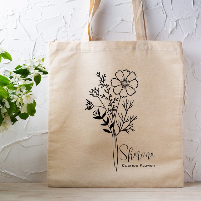 Bolso De Tela Flor Personalizada del Mes de Nacimiento Octubre B (Subido por el creador)